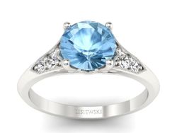 Pierścionek z topazem i diamentami białe złoto - p16980btp