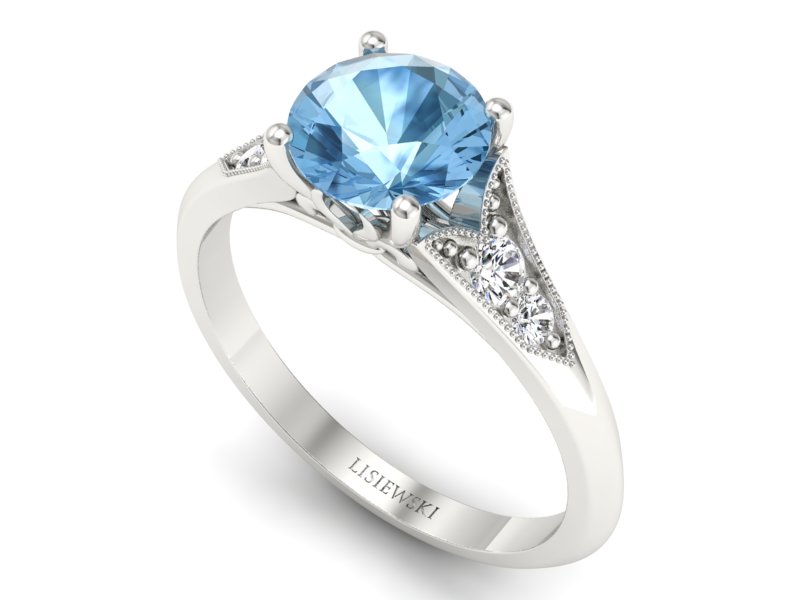 Pierścionek z topazem i diamentami białe złoto - p16980btp - 3