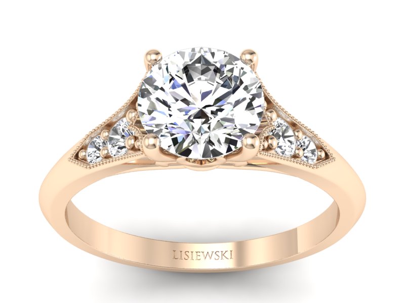 Pierścionek z diamentami różowe złoto próba 585 - p16980c - 1