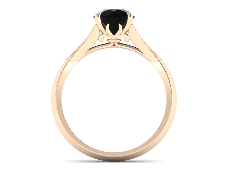 Pierścionek z czarnym diamentem różowe złoto - p16980ccd - 2