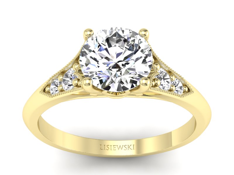 Złoty Pierścionek zaręczynowy z diamentami - p16980z - 1