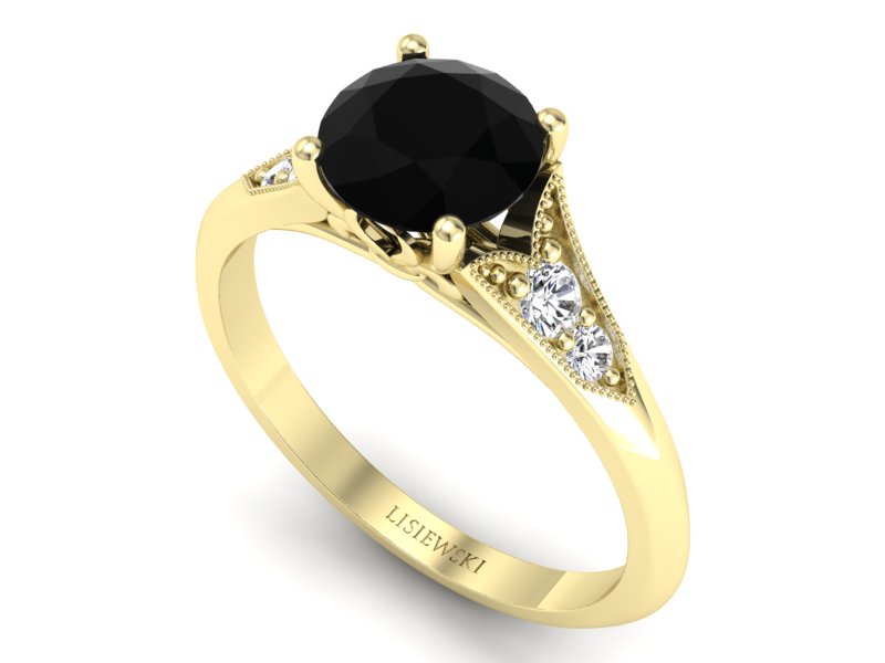 Pierścionek z diamentami żółte złoto 585 - p16980zcd - 3