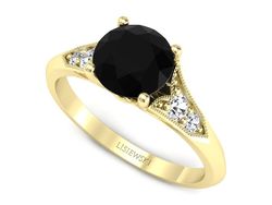 Pierścionek z diamentami żółte złoto 585 - p16980zcd