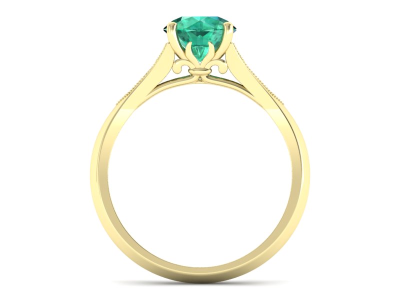 Złoty pierścionek ze szmaragdem i brylantami - p16980zsm - 2