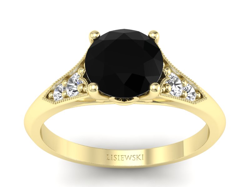 Pierścionek zaręczynowy z szafirem i diamentami - p16980zsz - 1