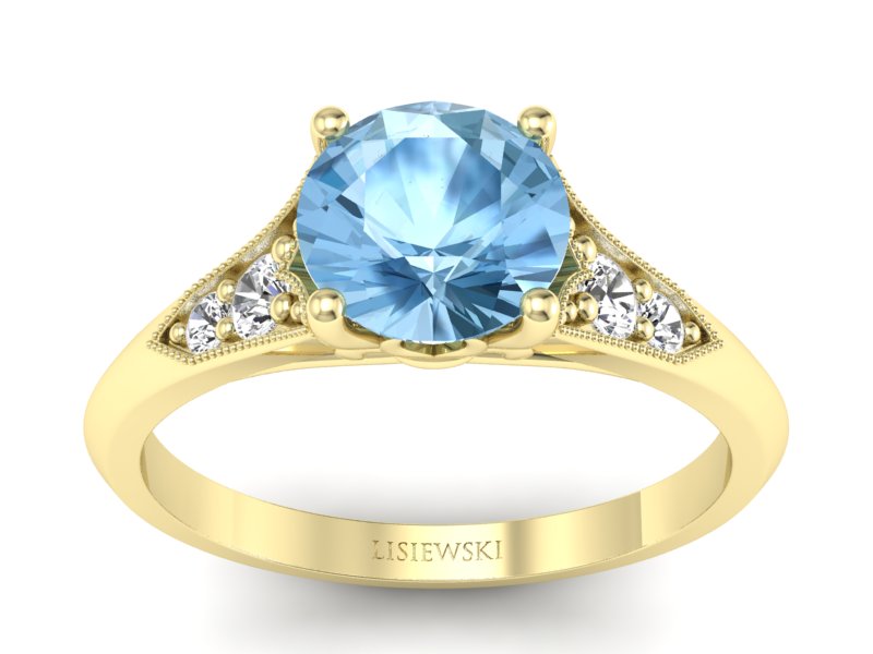 Złoty pierścionek z topazem i diamentami - p16980ztp - 1