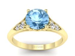 Złoty pierścionek z topazem i diamentami - p16980ztp