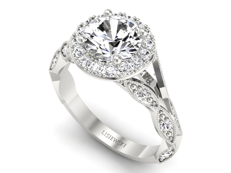 Złoty pierścionek z brylantami białe złoto - p16981b - 3