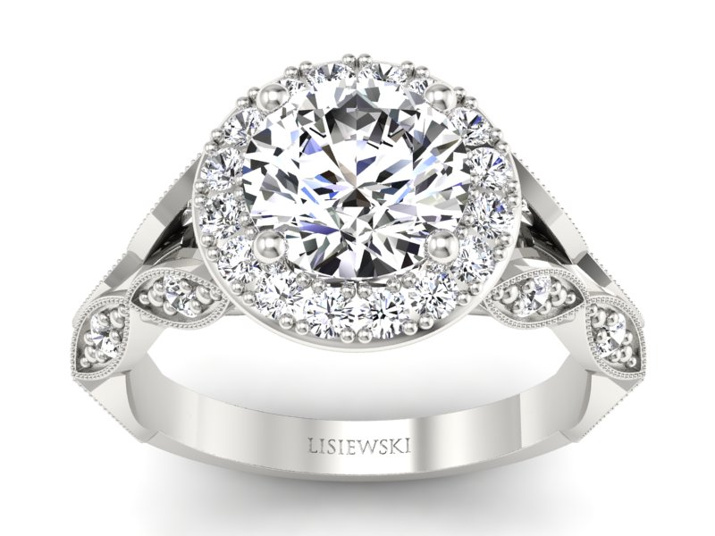 Złoty pierścionek z brylantami białe złoto - p16981b - 1