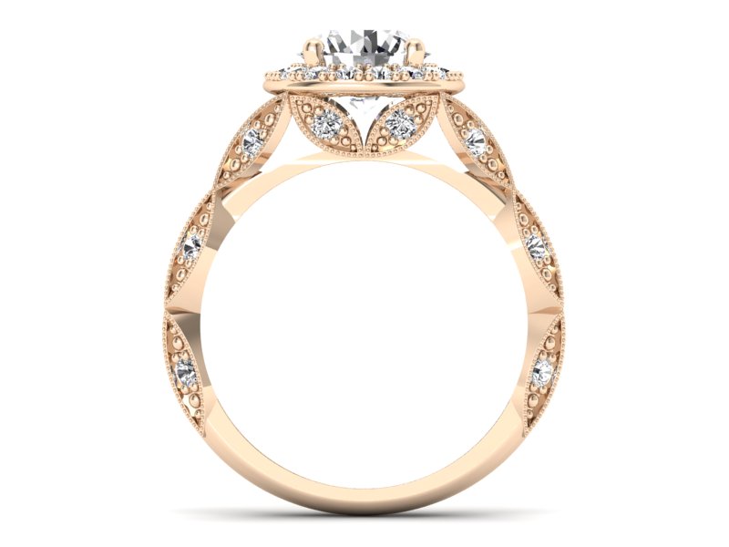 Pierścionek zaręczynowy z diamentami różowe złoto - p16981c - 2