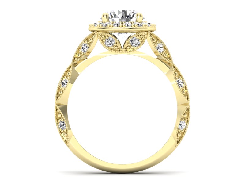 Złoty pierścionek z brylantami żółte złoto - p16981z - 2