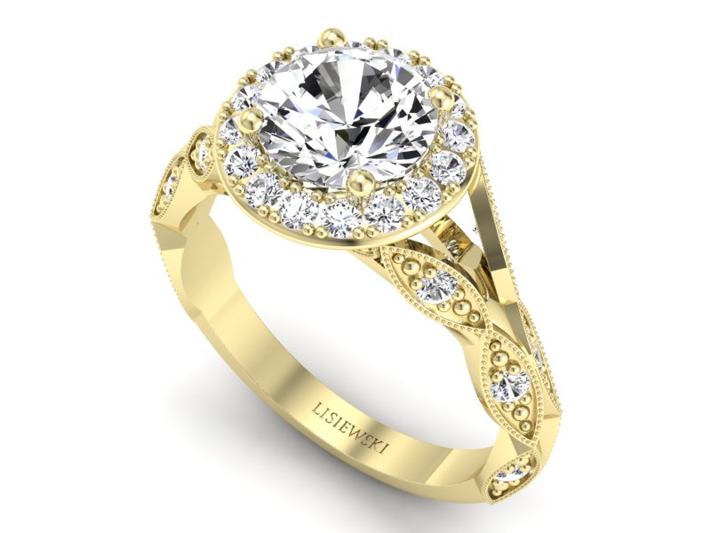 Złoty pierścionek z brylantami żółte złoto - p16981z - 3