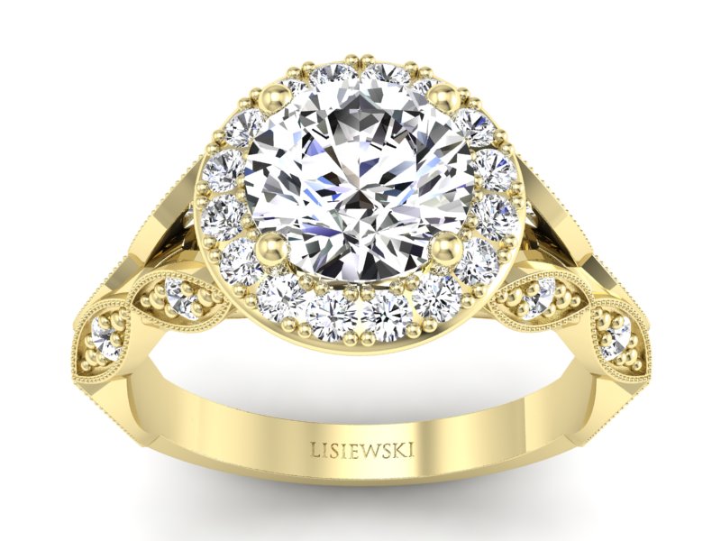 Złoty pierścionek z brylantami żółte złoto - p16981z - 1