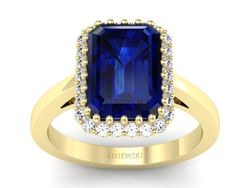 Wyjątkowy pierścionek z szafirem i diamentami - p16993zsz