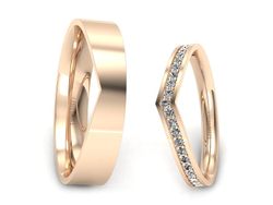 Złote Obrączki z diamentami różowe złoto 585 - p2550150t238c