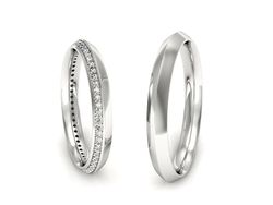Złote Obrączki z diamentami białe złoto 585 - P30180T208b