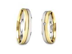Obrączki z diamentem złoto żółto białe 585 - P40120T182zbms