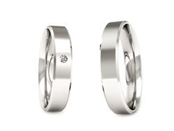 Złote Obrączki z diamentem białe złoto 585 - P40120T183b