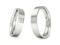 Obrączki z diamentami soczewkowe białe 585 - P40145255b