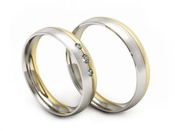 Obrączki z diamentami żółte białe złoto 585 - P40150T156zbmp