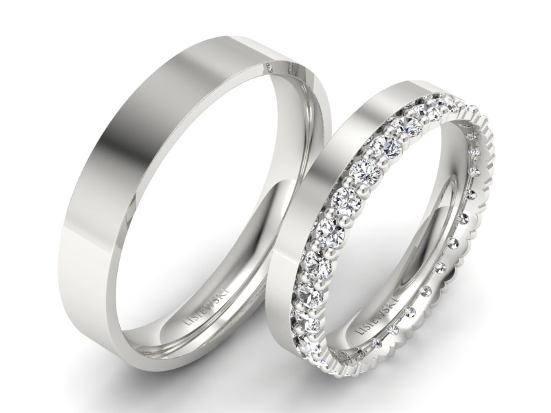 Obrączki zlote z diamentami złote białe 14k - P40150T50B - 2