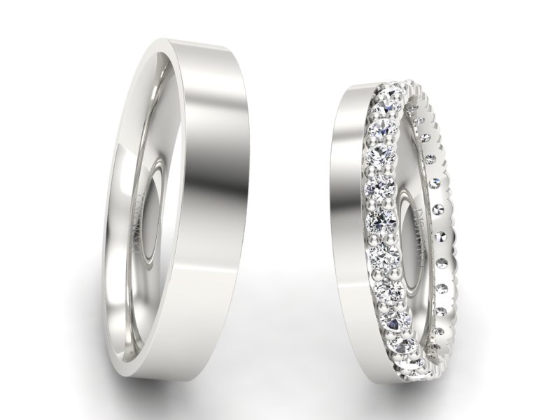 Obrączki zlote z diamentami złote białe 14k - P40150T50B - 1