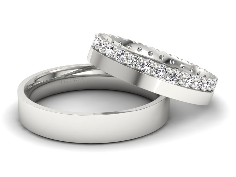 Obrączki zlote z diamentami złote białe 14k - P40150T50B - 3