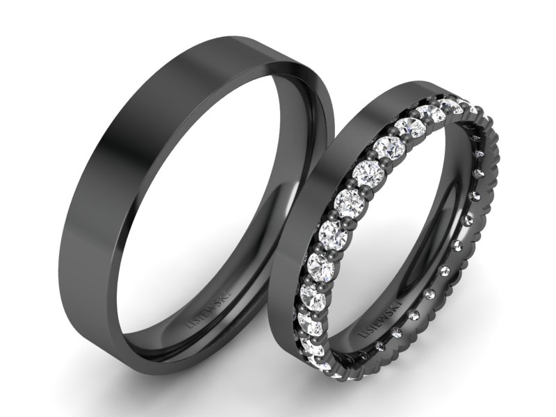 Złote Obrączki z diamentem z czarnego złota - p40150t50cz - 2