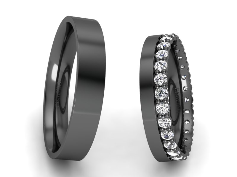 Złote Obrączki z diamentem z czarnego złota - p40150t50cz - 1