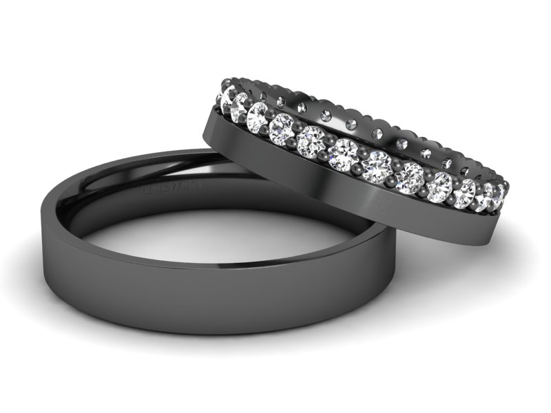 Złote Obrączki z diamentem z czarnego złota - p40150t50cz - 3