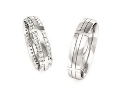 Złote Obrączki z diamentami białe złoto 585 - P45160T187b