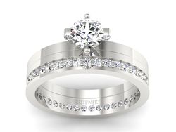 Złoty Pierścionek z brylantami białe złoto 585 - P47145T33b