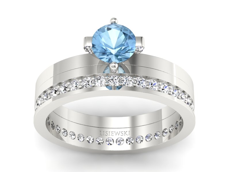 Pierścionek z topazem i brylantami białe złoto - P47145T33ba - 1