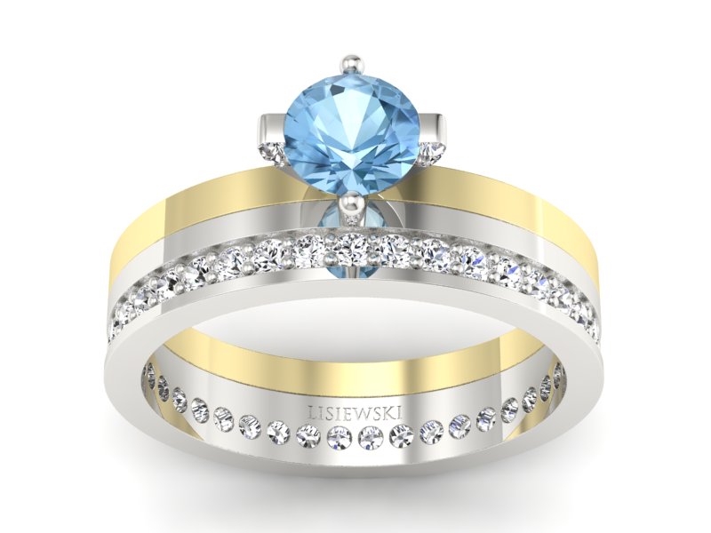 Pierścionek z topazem i brylantami złoto 585 - P47145T33bza - 1