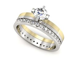 Pierścionek z diamentami żółte i białe złoto - P47145T33bzV