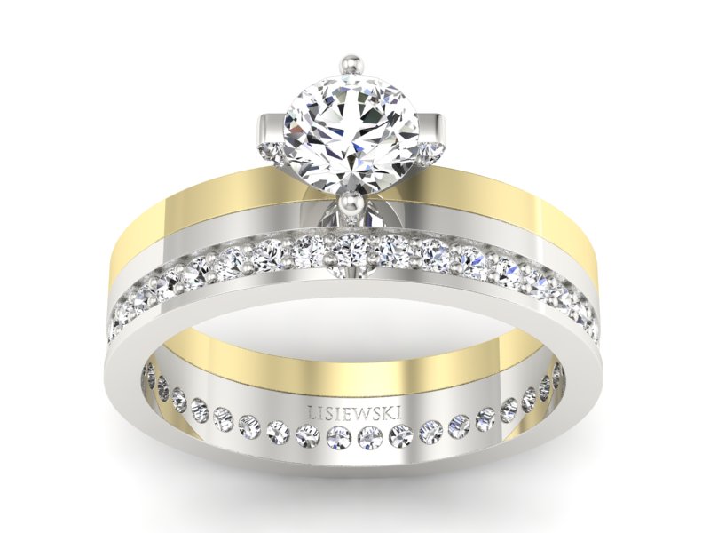 Pierścionek z diamentami żółte i białe złoto - P47145T33bzV - 1