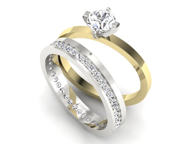 Pierścionek z diamentami żółte i białe złoto - P47145T33bzV - 3