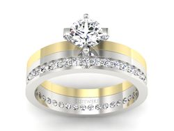 Pierścionek z diamentami żółte i białe złoto - P47145T33zbV
