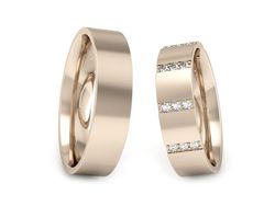Złote Obrączki z diamentami złote różowe 585 - P50140T59c