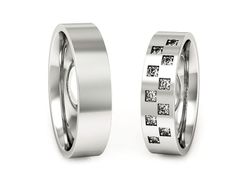 Obrączki z diamentami soczewkowe białe 585 - P50140T63B