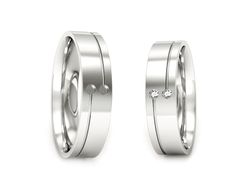 Obrączki z diamentami nowoczesne białe 585 - P50150T203b