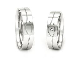 Złote Obrączki z diamentem białe złoto 585 - P50150T206b