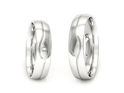 Złote Obrączki z diamentem białe złoto 585 - P50150T207b