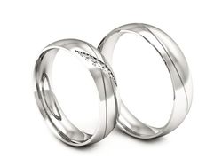 Obrączki z diamentami soczewkowe białe 585 - P50160T195b