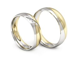 Obrączki ślubne z diamentami dwukolorowe - P50160T195bz