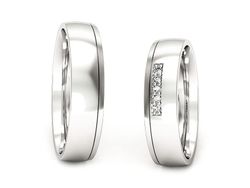 Obrączki z diamentami soczewkowe białe 585 - P50160T209b