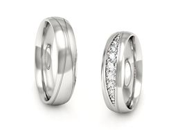Obrączki z diamentami soczewkowe białe 585 - P50180T192b