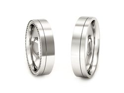 Obrączki z diamentami soczewkowe białe 585 - P50220180T186b