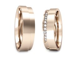 Obrączki z diamentami soczewkowe różowe złoto - P53170T55c