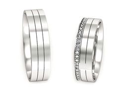 Obrączki z diamentami soczewka białe 585 - P55150T216b